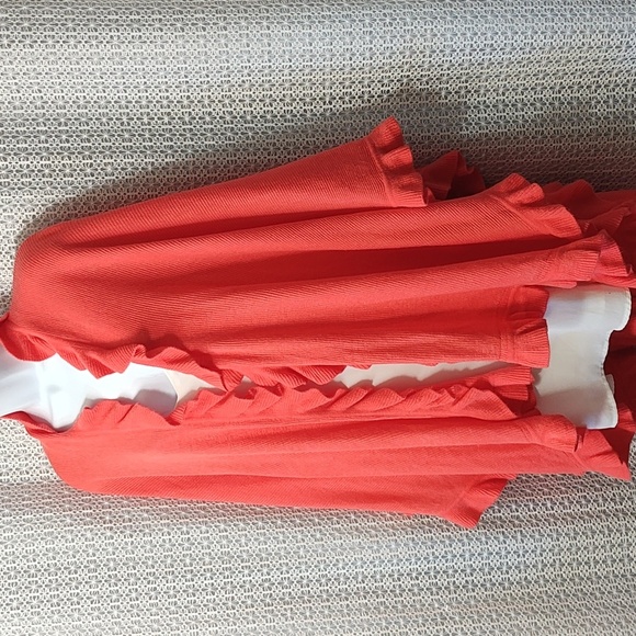 Coral Ruffled Women's Sweater - Picture 2 of 12